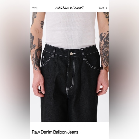 Estudio Niksen Unisex Raw Denim Balloon Jeans - Picture 2 of 9